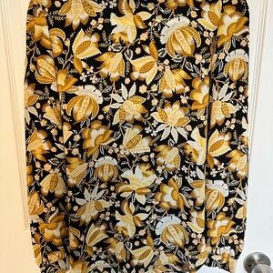 LOFT Black and Gold Floral Midi blouse